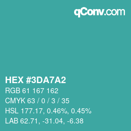 カラーコード: HEX #3DA7A2 | qconv.com