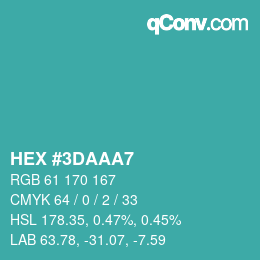 颜色代码: HEX #3DAAA7 | qconv.com