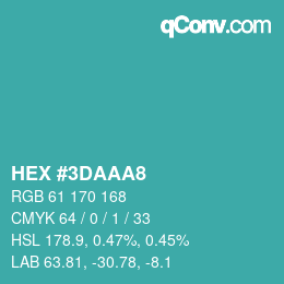 カラーコード: HEX #3DAAA8 | qconv.com