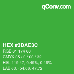Color code: HEX #3DAE3C | qconv.com