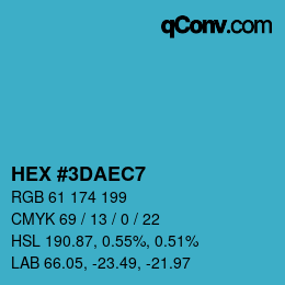 颜色代码: HEX #3DAEC7 | qconv.com