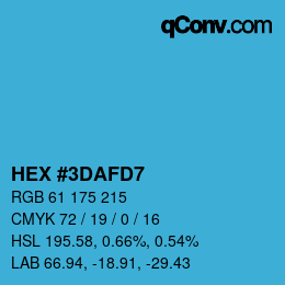 カラーコード: HEX #3DAFD7 | qconv.com