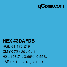 カラーコード: HEX #3DAFDB | qconv.com