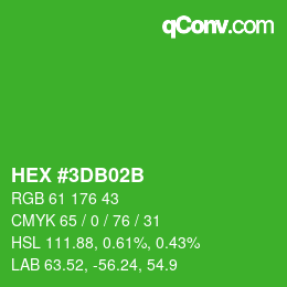 カラーコード: HEX #3DB02B | qconv.com