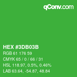 Color code: HEX #3DB03B | qconv.com
