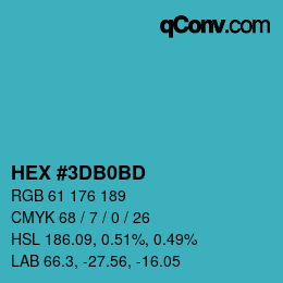 Farbcode: HEX #3DB0BD | qconv.com
