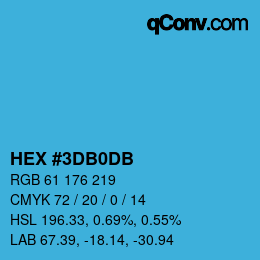 カラーコード: HEX #3DB0DB | qconv.com