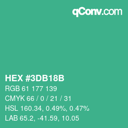 Color code: HEX #3DB18B | qconv.com