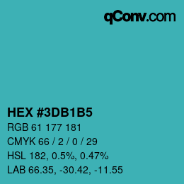 カラーコード: HEX #3DB1B5 | qconv.com