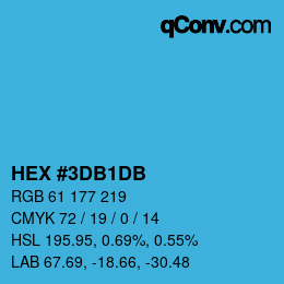 カラーコード: HEX #3DB1DB | qconv.com