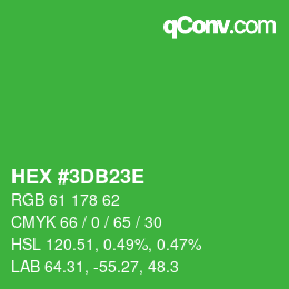 Color code: HEX #3DB23E | qconv.com