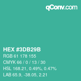 カラーコード: HEX #3DB29B | qconv.com