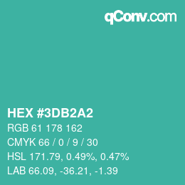 カラーコード: HEX #3DB2A2 | qconv.com