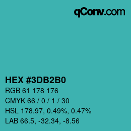 カラーコード: HEX #3DB2B0 | qconv.com