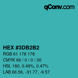 カラーコード: HEX #3DB2B2 | qconv.com