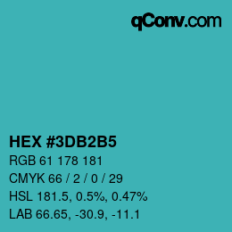 カラーコード: HEX #3DB2B5 | qconv.com