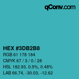 颜色代码: HEX #3DB2B8 | qconv.com