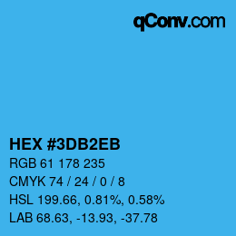 颜色代码: HEX #3DB2EB | qconv.com
