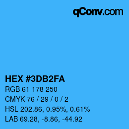 カラーコード: HEX #3DB2FA | qconv.com
