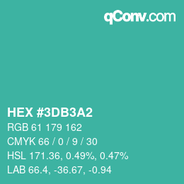 Farbcode: HEX #3DB3A2 | qconv.com