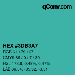 カラーコード: HEX #3DB3A7 | qconv.com