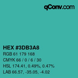 カラーコード: HEX #3DB3A8 | qconv.com