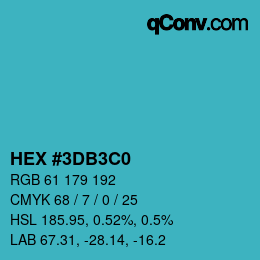 Color code: HEX #3DB3C0 | qconv.com