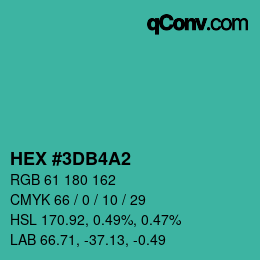 カラーコード: HEX #3DB4A2 | qconv.com