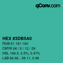 Color code: HEX #3DB5A0 | qconv.com