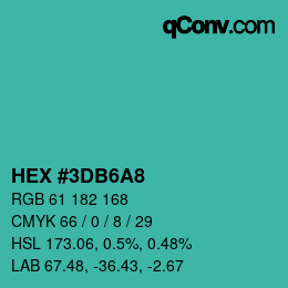 カラーコード: HEX #3DB6A8 | qconv.com