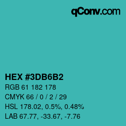Color code: HEX #3DB6B2 | qconv.com