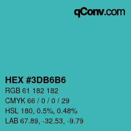 カラーコード: HEX #3DB6B6 | qconv.com