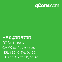 カラーコード: HEX #3DB73D | qconv.com