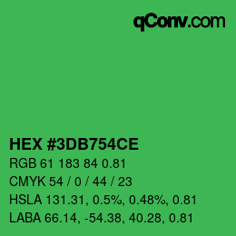 颜色代码: HEX #3DB754CE | qconv.com