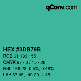 カラーコード: HEX #3DB79B | qconv.com