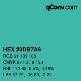 カラーコード: HEX #3DB7A8 | qconv.com