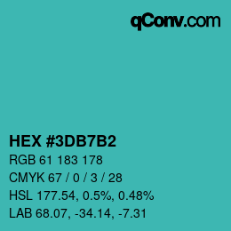 カラーコード: HEX #3DB7B2 | qconv.com