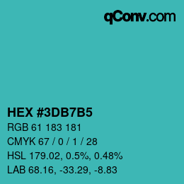 Color code: HEX #3DB7B5 | qconv.com