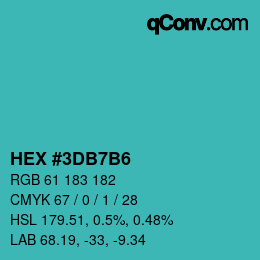 Color code: HEX #3DB7B6 | qconv.com