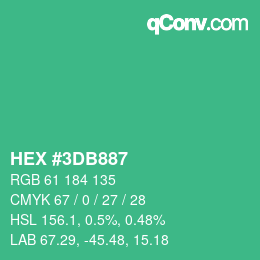 Farbcode: HEX #3DB887 | qconv.com