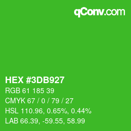 颜色代码: HEX #3DB927 | qconv.com
