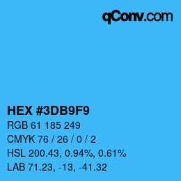 Color code: HEX #3DB9F9 | qconv.com