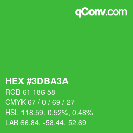 カラーコード: HEX #3DBA3A | qconv.com