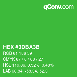 カラーコード: HEX #3DBA3B | qconv.com
