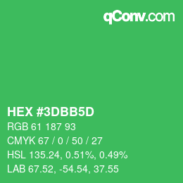 カラーコード: HEX #3DBB5D | qconv.com