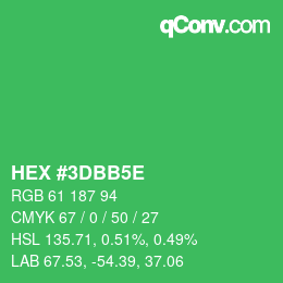 Color code: HEX #3DBB5E | qconv.com