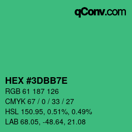 カラーコード: HEX #3DBB7E | qconv.com