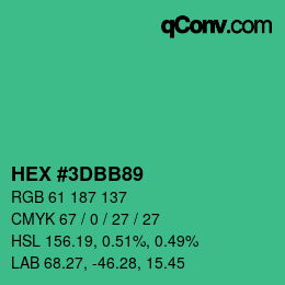カラーコード: HEX #3DBB89 | qconv.com