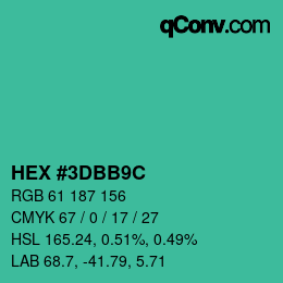 Color code: HEX #3DBB9C | qconv.com