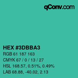 Color code: HEX #3DBBA3 | qconv.com